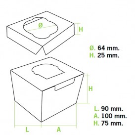 Papieren Cake vorm zak 1 Slot wit 11x10x7,5cm (20 stuks) 