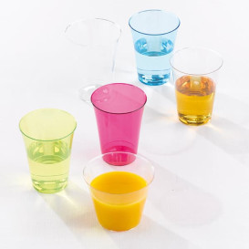 Plastic PS beker Geïnjecteerde glascider framboos 230 ml (10 stuks) 