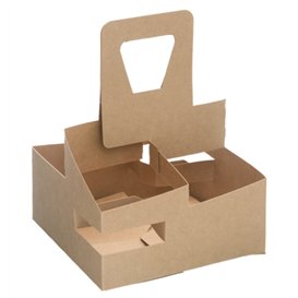 Kraft Golfkarton Mand met 4 Bekerhouder 16,4x16,4x21,5cm (200 Stuks)