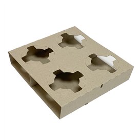 Dienblad de Gerecycled Karton Kraft 4 Bekerhouder (250 Stuks)