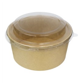 Papieren Container Kraft met RPET Deksel 750ml Ø14,4cm (50 Stuks)