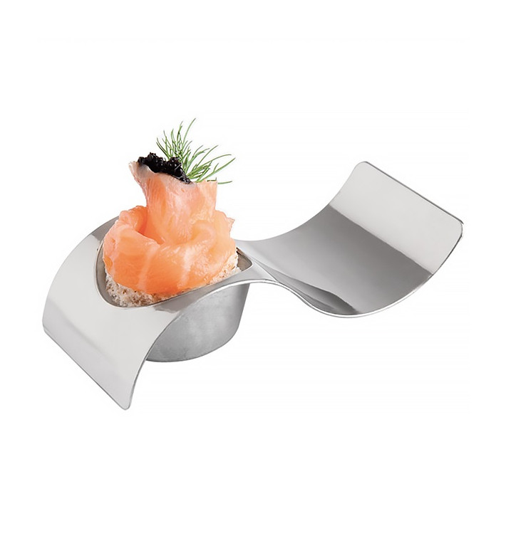 Proeving Plastic bord PS "Ola" zilver 9,5x4,2cm Proeving Plastic bord PS "Ola" zilver 9,5x4,2cm