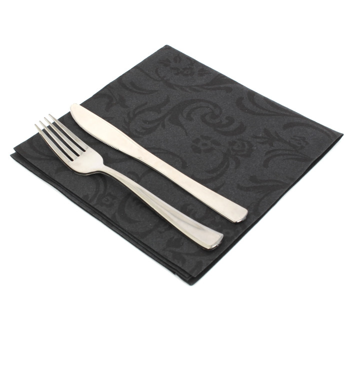 Airlaid Servetten "Damascato" zwart 40x40cm Airlaid Servetten "Damascato" zwart 40x40cm