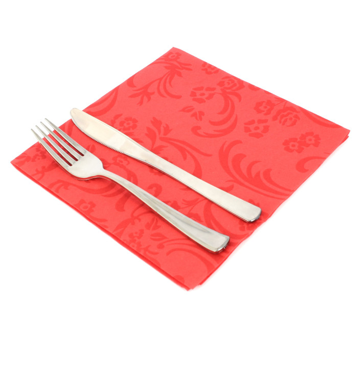 Airlaid Servetten "Damascato" rood 40x40cm Airlaid Servetten "Damascato" rood 40x40cm