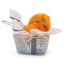 Bediening mini frituurpan dienblad van staal 10x9x6cm (1 stuk) 