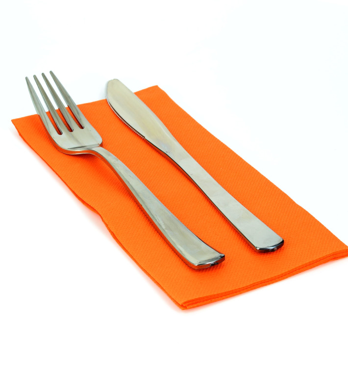 Papieren servet dubbel punt oranje 1/8 40x40cm Papieren servet dubbel punt oranje 1/8 40x40cm