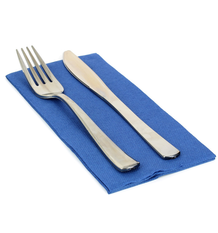 Papieren servet dubbel punt blauw 1/8 40x40cm Papieren servet dubbel punt blauw 1/8 40x40cm