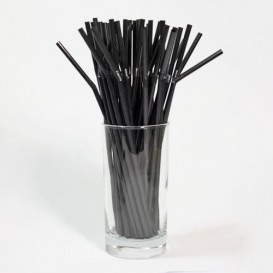 Plastic rietje flexibel PS zwart Ø0,5cm 21cm (100 stuks) 