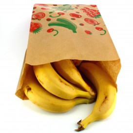 Papieren voedsel zak Fruit Design 18+10x32cm (100 stuks) 