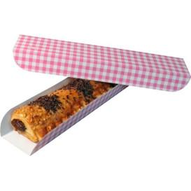 Papieren dienblad voor een wafel Opening roze 30x6,1x3,2cm (1000 stuks)