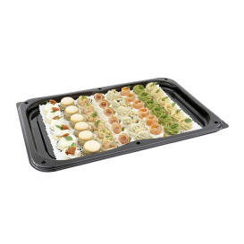 Plastic dienblad met Deksel zwart 46x30 cm (25 stuks) 